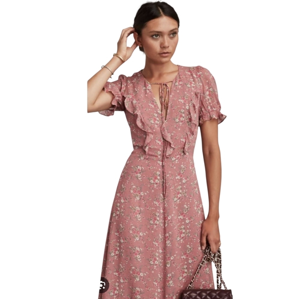 Reformation Pink Floral Huntington Maxi Dress Size 4 - Picture 2 of 7